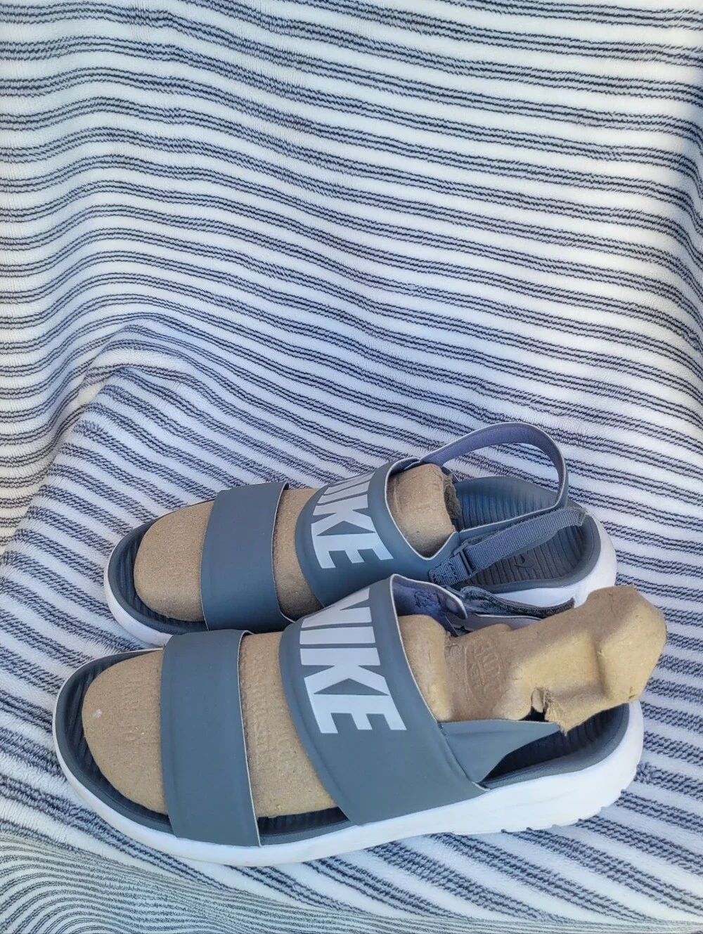 Nike Gray Double-Strap Slide Sandals